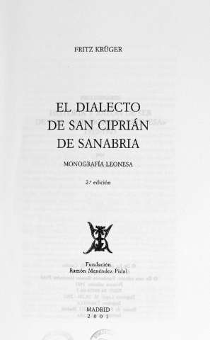 El dialecto de San Ciprián de Sanabria: monografía leonesa
