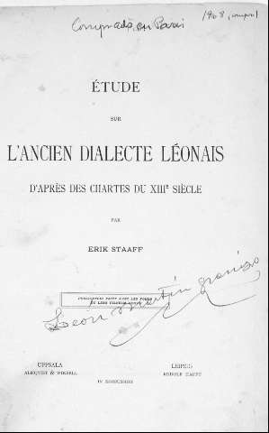 Étude sur l'ancien dialecte léonais d'après des chartes du XIIIe siècle