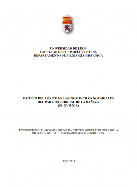 Estudio del léxico en los protocolos notariales del Partido Judicial de La Bañeza (ss. XVII-XIX)