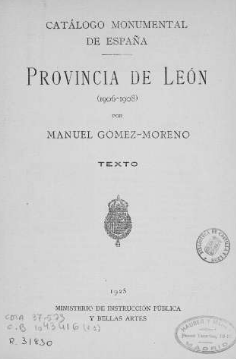 Catálogo monumental de España . Provincia de León: (1906-1908)