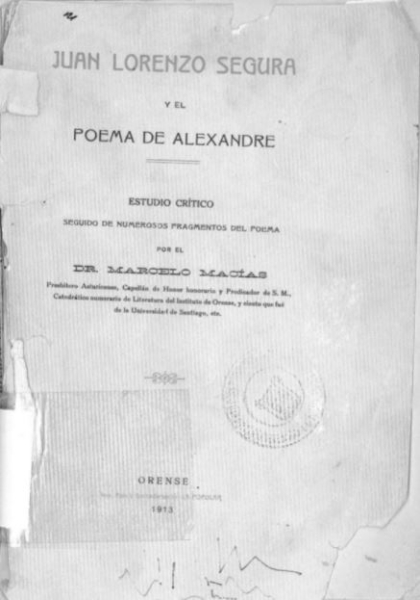 Juan Lorenzo Segura y el Poema de Alexandre