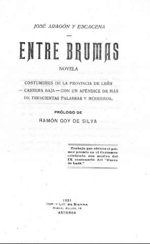 Entre brumas. Novela de costumbres, Cabrera Baja